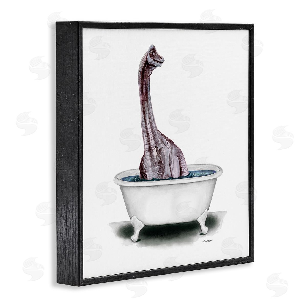 Rachel Nieman Bathroom Dinosaur Vintage Tub Black Framed Glicee Wall Art Print