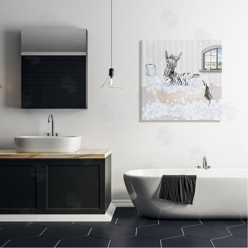 Lanie Loreth Zebra Splash Bubble Bath Canvas Wall Art in Room