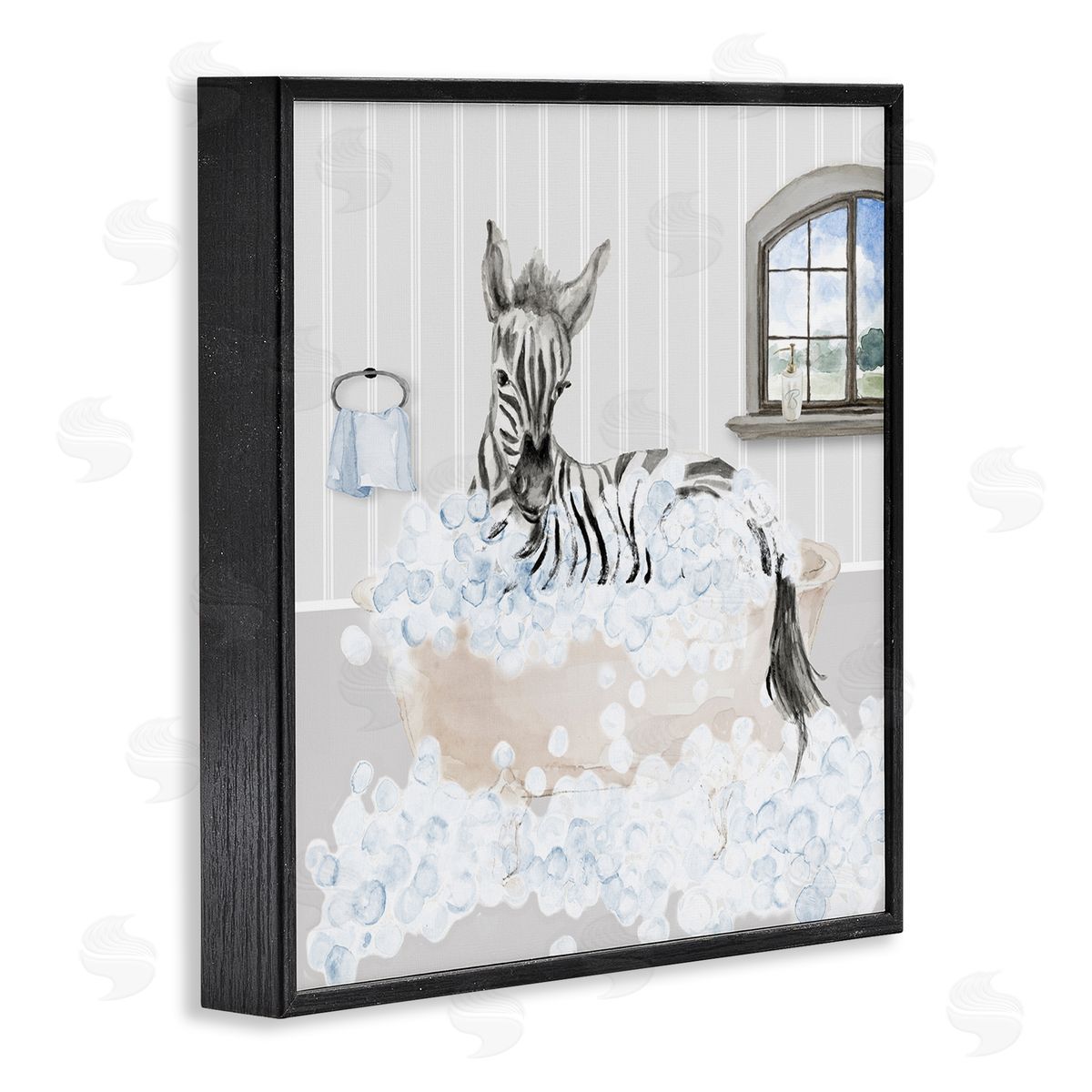 Lanie Loreth Zebra Splash Bubble Bath Black Framed Glicee Wall Art Print