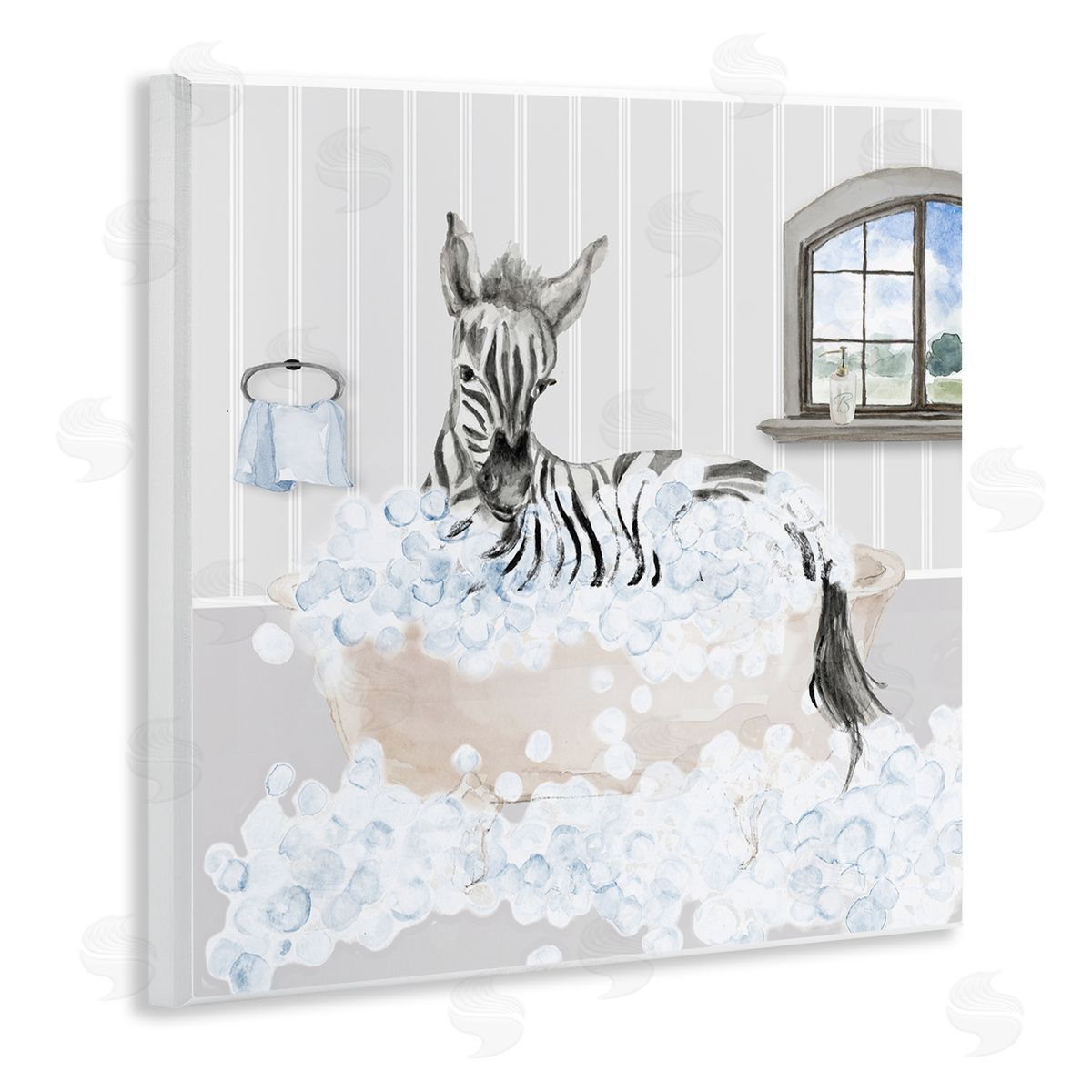 Lanie Loreth Zebra Splash Bubble Bath Wooden Wall Plaque Art Print