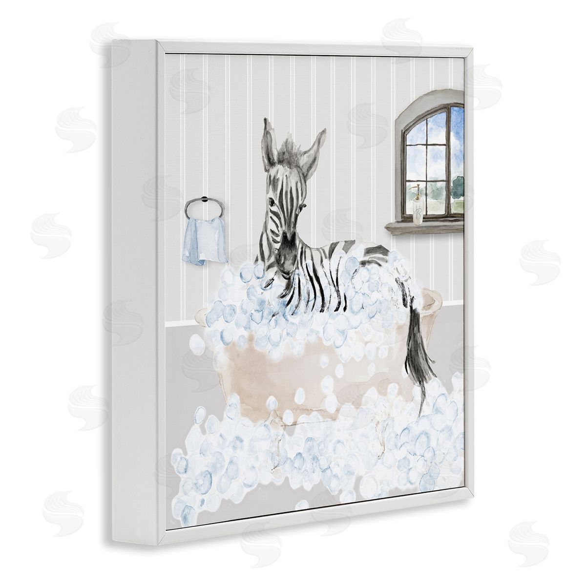 Lanie Loreth Zebra Splash Bubble Bath White Framed Glicee Wall Art Print