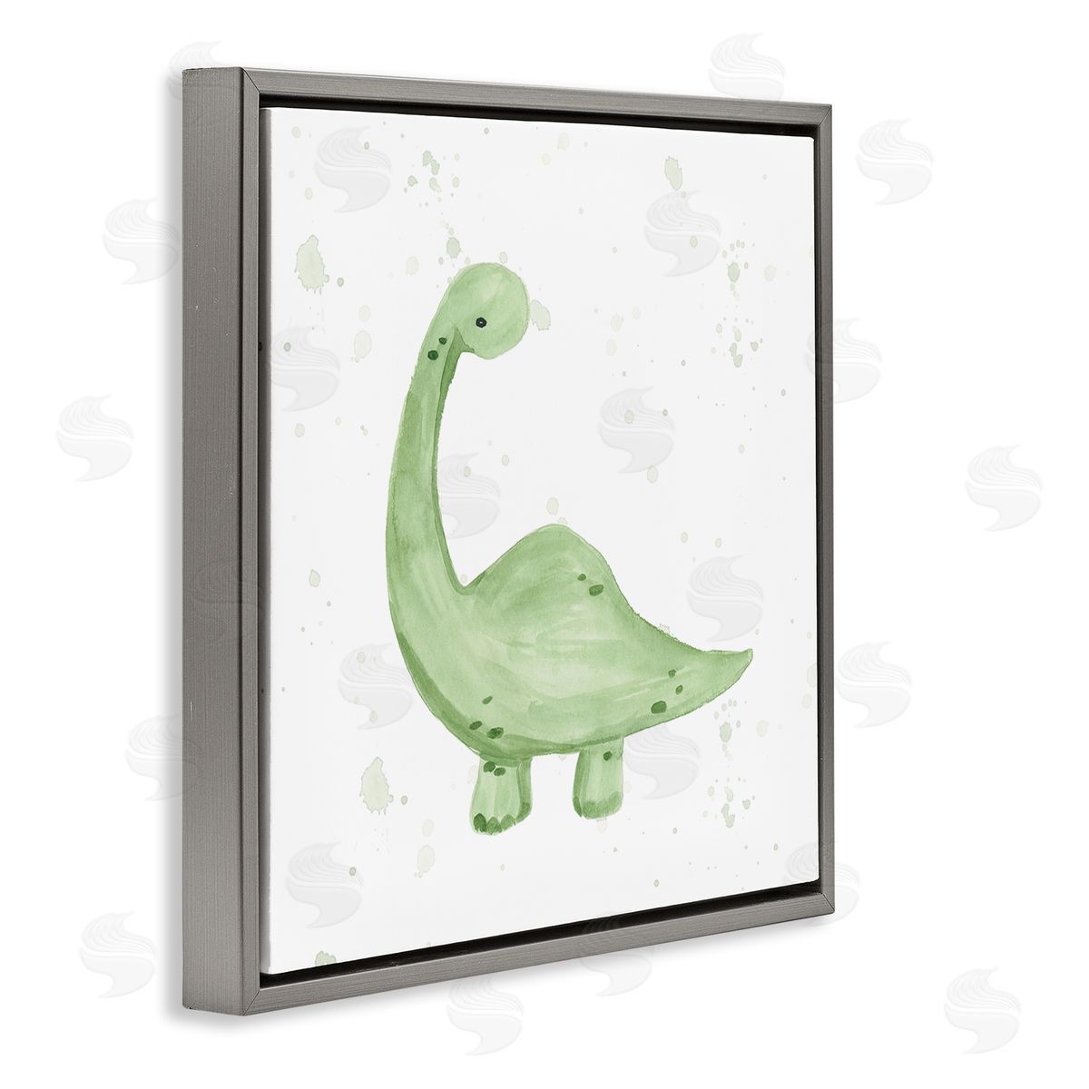 Lucille Price Soft Green Pastel Dinosaur Gray Floating Frame Canvas Wall Art Print