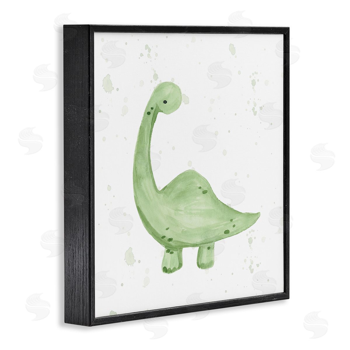 Lucille Price Soft Green Pastel Dinosaur Black Framed Glicee Wall Art Print