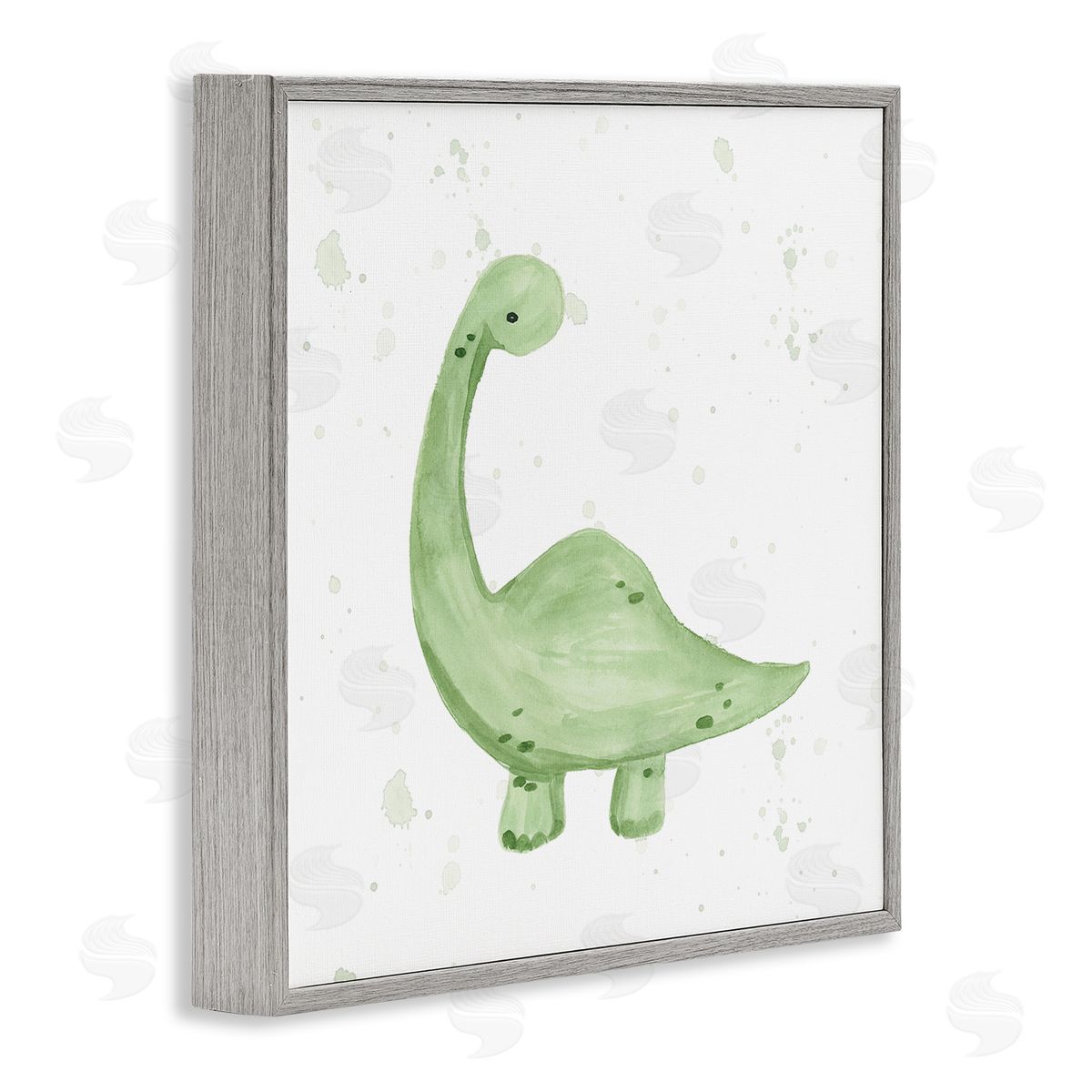 Lucille Price Soft Green Pastel Dinosaur Gray Framed Glicee Wall Art Print