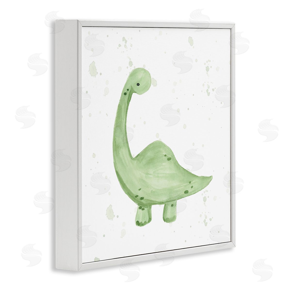 Lucille Price Soft Green Pastel Dinosaur White Framed Glicee Wall Art Print