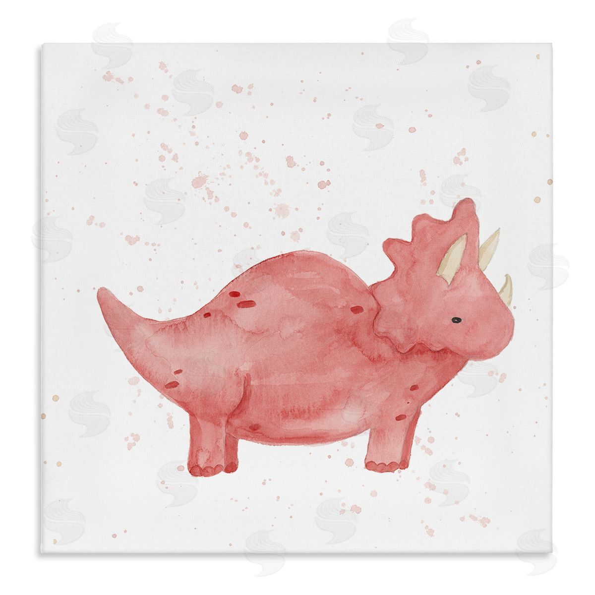 Lucille Price Pink Triceratops Dinosaur Animal Stretched Canvas Wall Art Print