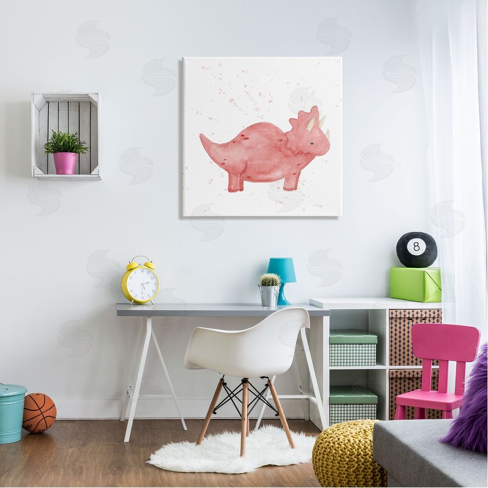 Lucille Price Pink Triceratops Dinosaur Animal Canvas Wall Art in Room