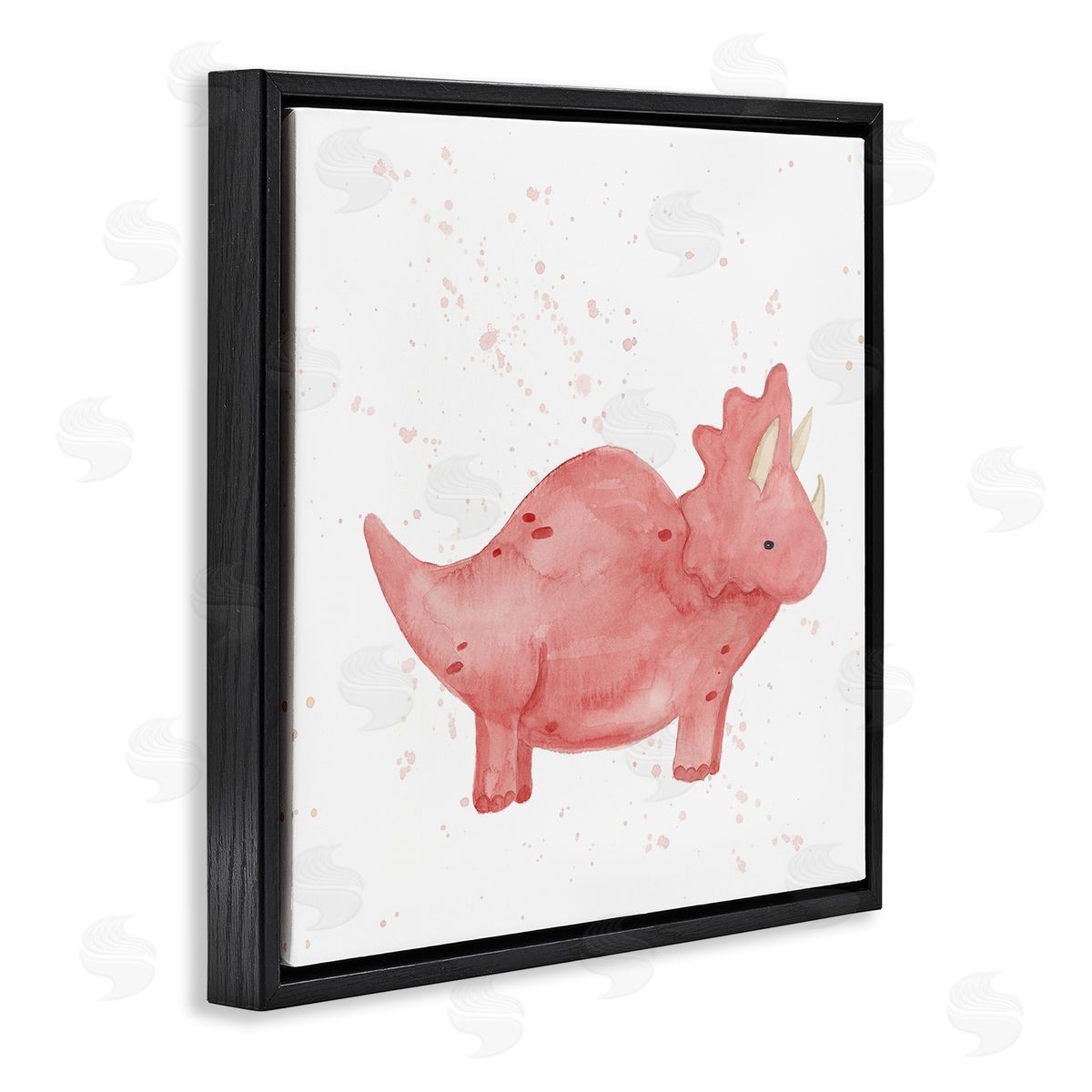 Lucille Price Pink Triceratops Dinosaur Animal Black Floating Frame Canvas Wall Art Print