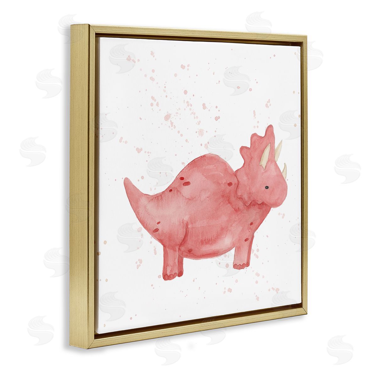 Lucille Price Pink Triceratops Dinosaur Animal Gold Floating Frame Canvas Wall Art Print