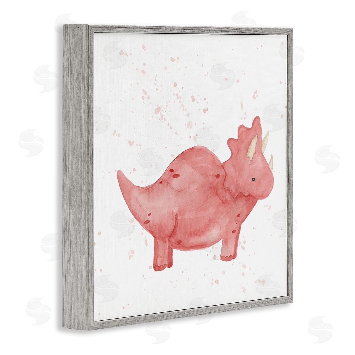 Lucille Price Pink Triceratops Dinosaur Animal Gray Framed Glicee Wall Art Print