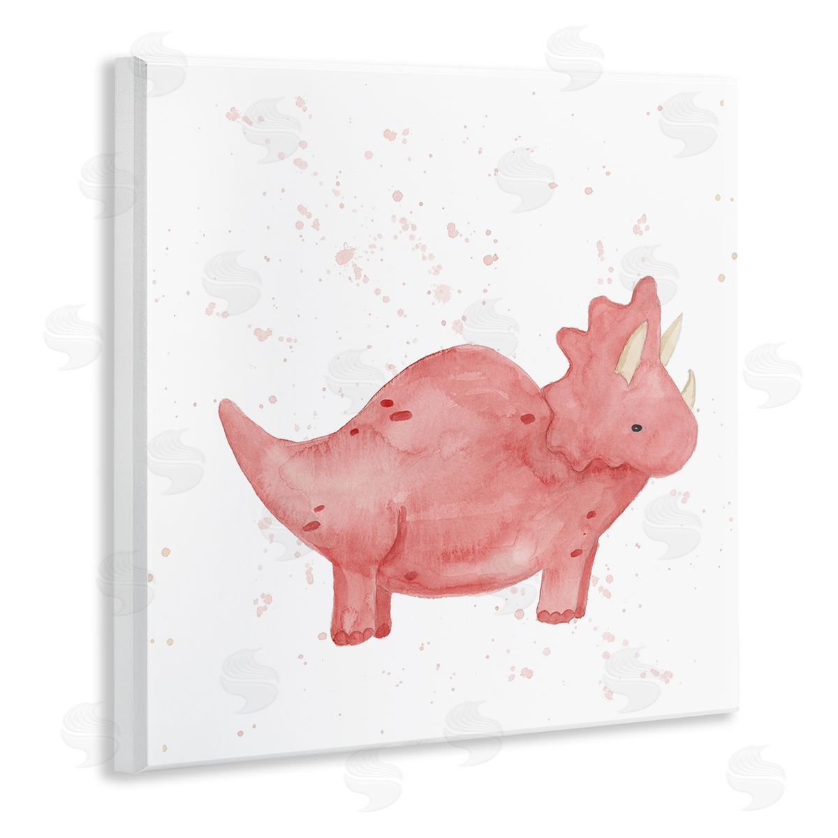 Lucille Price Pink Triceratops Dinosaur Animal Wooden Wall Plaque Art Print