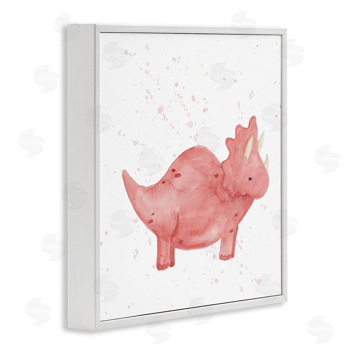 Lucille Price Pink Triceratops Dinosaur Animal White Framed Glicee Wall Art Print