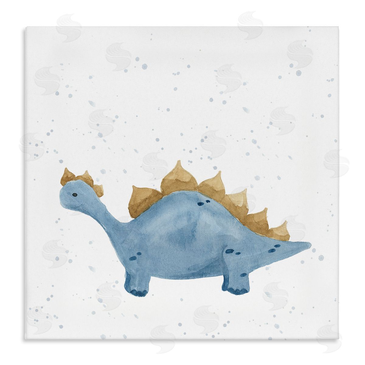 Lucille Price Pastel Blue Stegosaurus Dinosaur Stretched Canvas Wall Art Print