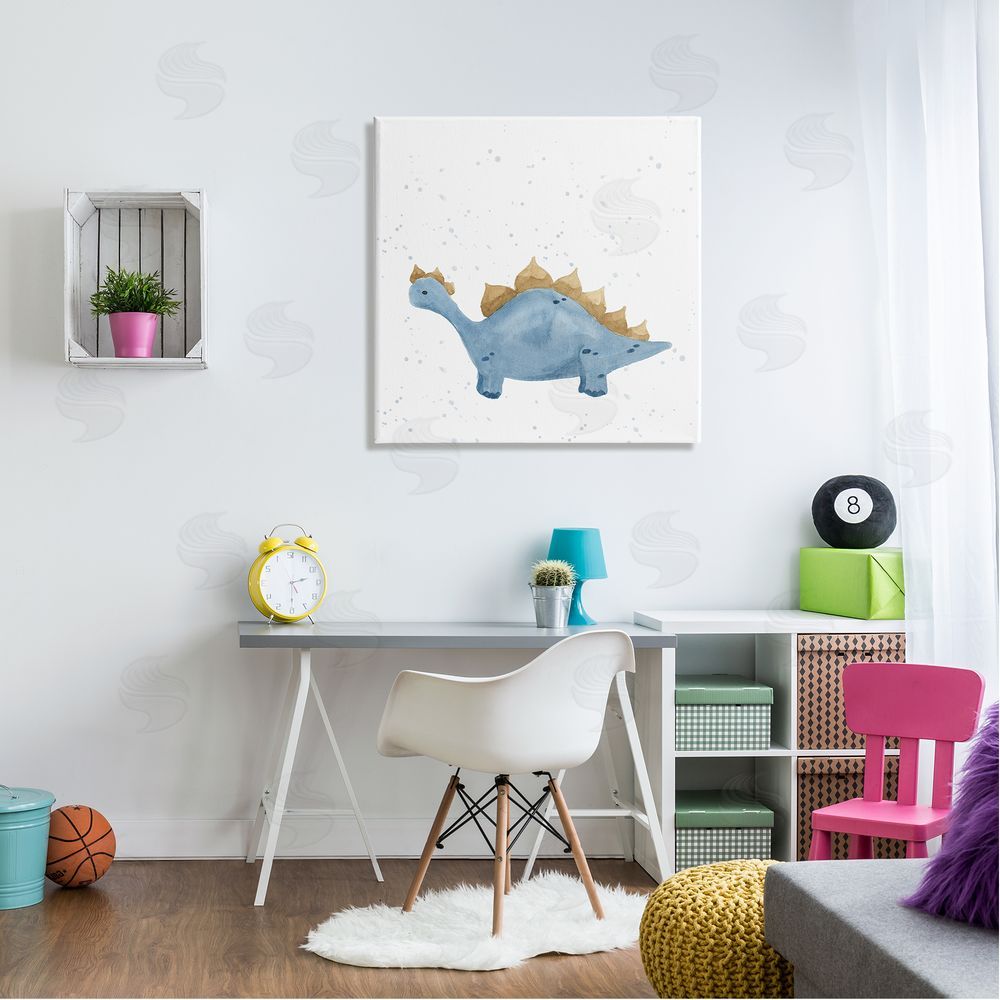 Lucille Price Pastel Blue Stegosaurus Dinosaur Canvas Wall Art in Room