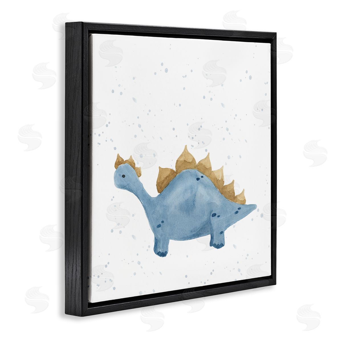 Lucille Price Pastel Blue Stegosaurus Dinosaur Black Floating Frame Canvas Wall Art Print