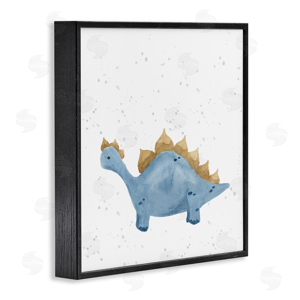 Lucille Price Pastel Blue Stegosaurus Dinosaur Black Framed Glicee Wall Art Print