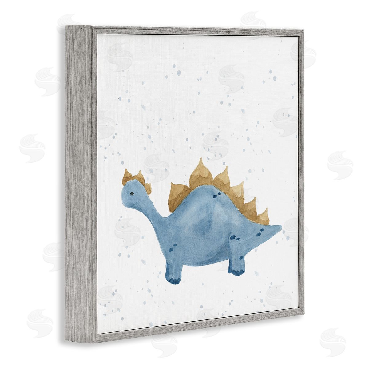 Lucille Price Pastel Blue Stegosaurus Dinosaur Gray Framed Glicee Wall Art Print