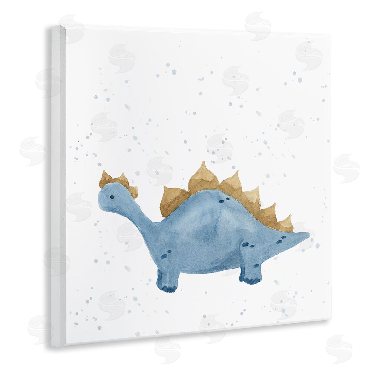 Lucille Price Pastel Blue Stegosaurus Dinosaur Wooden Wall Plaque Art Print