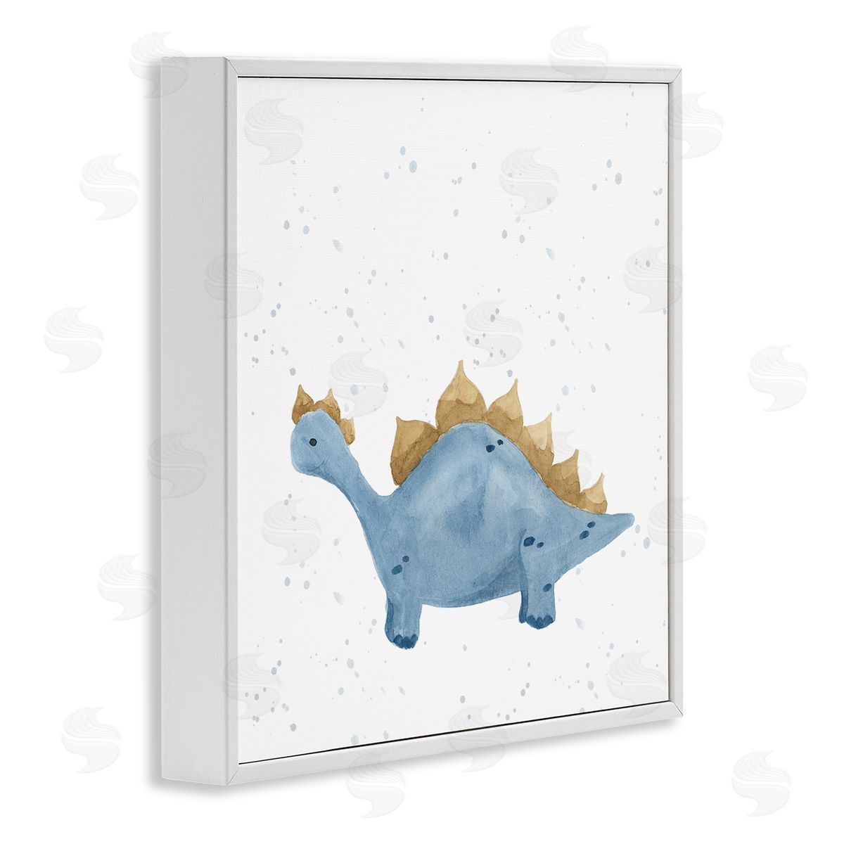 Lucille Price Pastel Blue Stegosaurus Dinosaur White Framed Glicee Wall Art Print