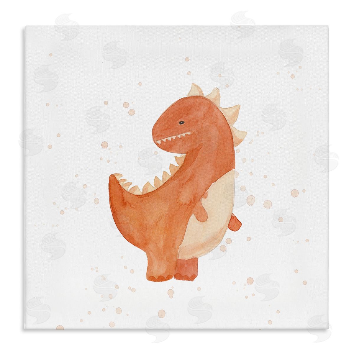 Lucille Price Fun Bold Orange Dinosaur Stretched Canvas Wall Art Print