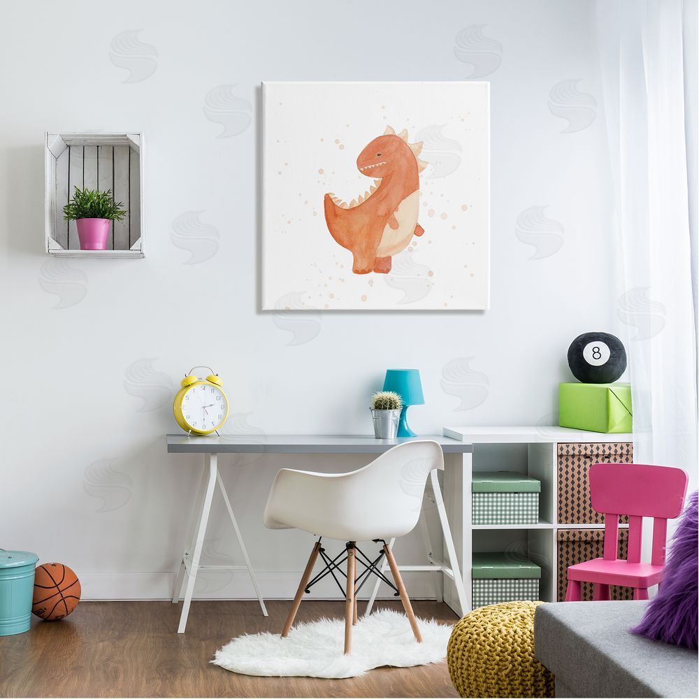 Lucille Price Fun Bold Orange Dinosaur Canvas Wall Art in Room
