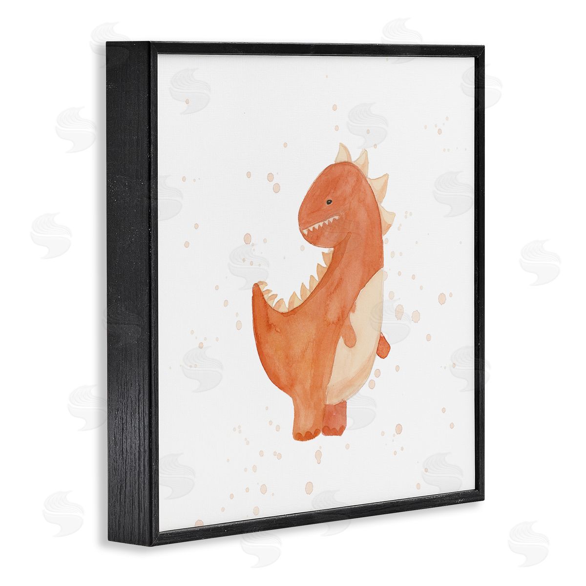 Lucille Price Fun Bold Orange Dinosaur Black Framed Glicee Wall Art Print