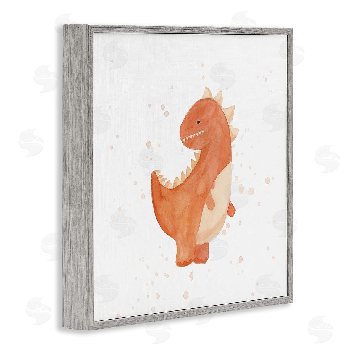 Lucille Price Fun Bold Orange Dinosaur Gray Framed Glicee Wall Art Print
