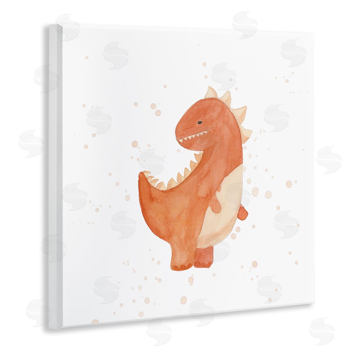Lucille Price Fun Bold Orange Dinosaur Wooden Wall Plaque Art Print
