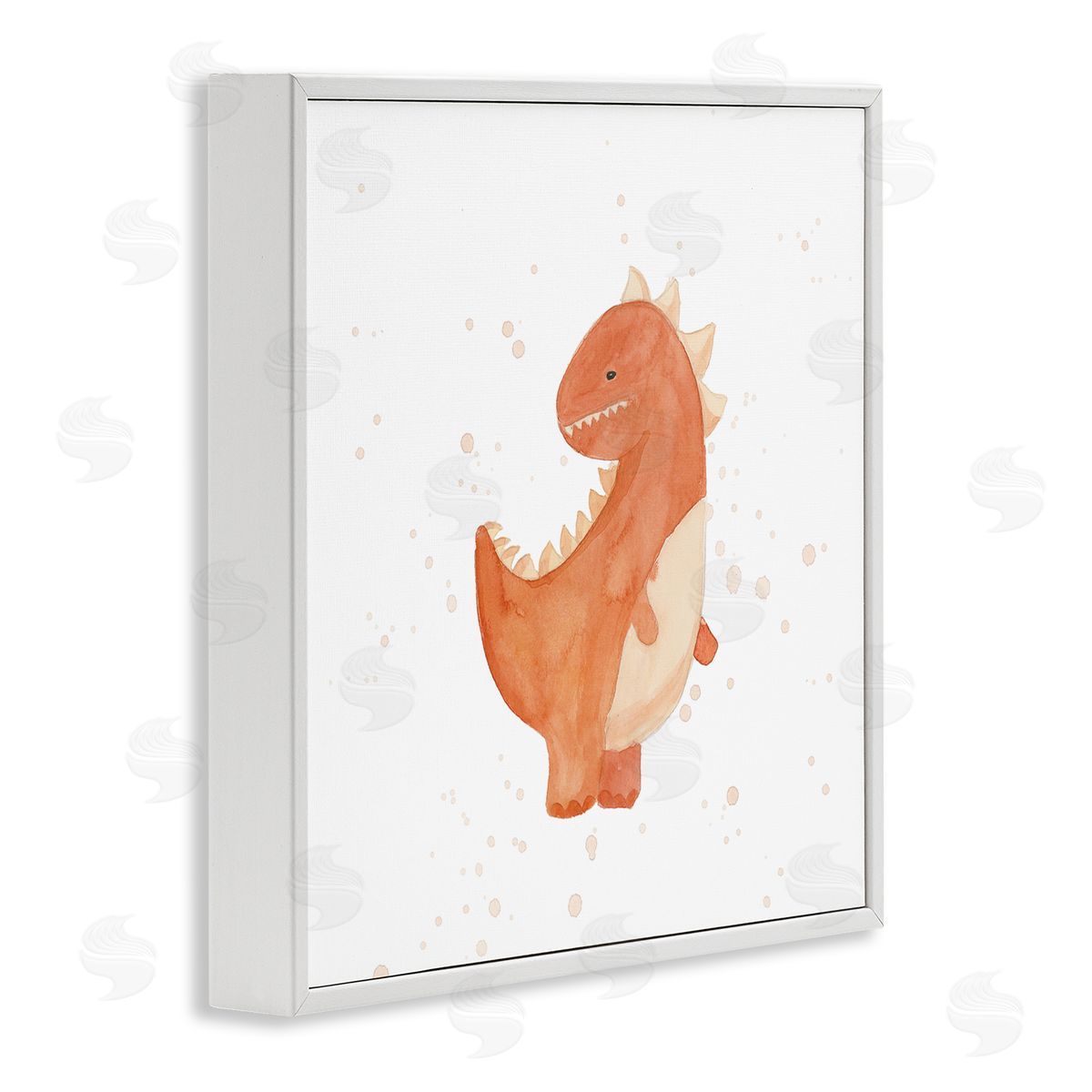 Lucille Price Fun Bold Orange Dinosaur White Framed Glicee Wall Art Print