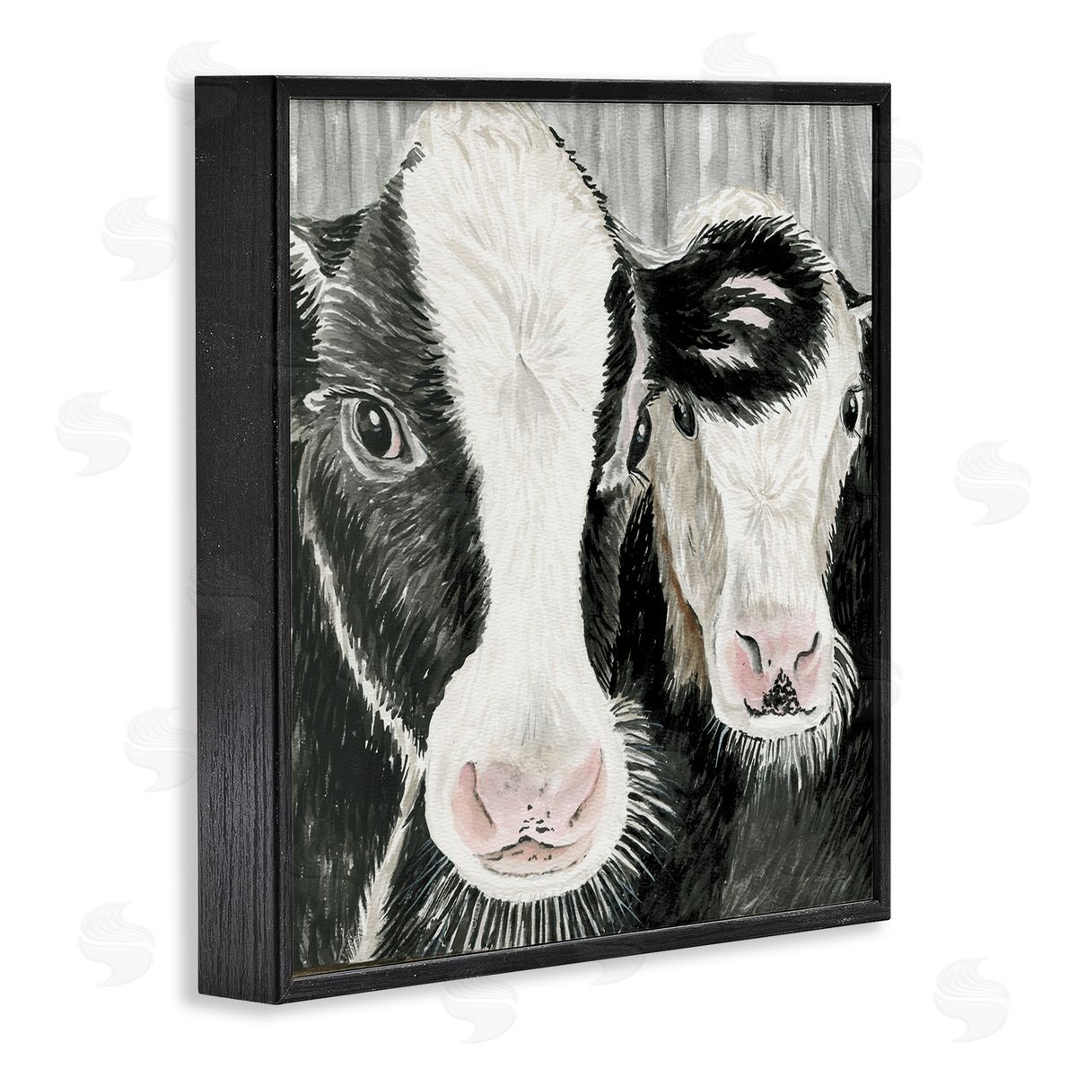 Cindy Jacobs Two Farm Cows Country Portrait Black Framed Glicee Wall Art Print
