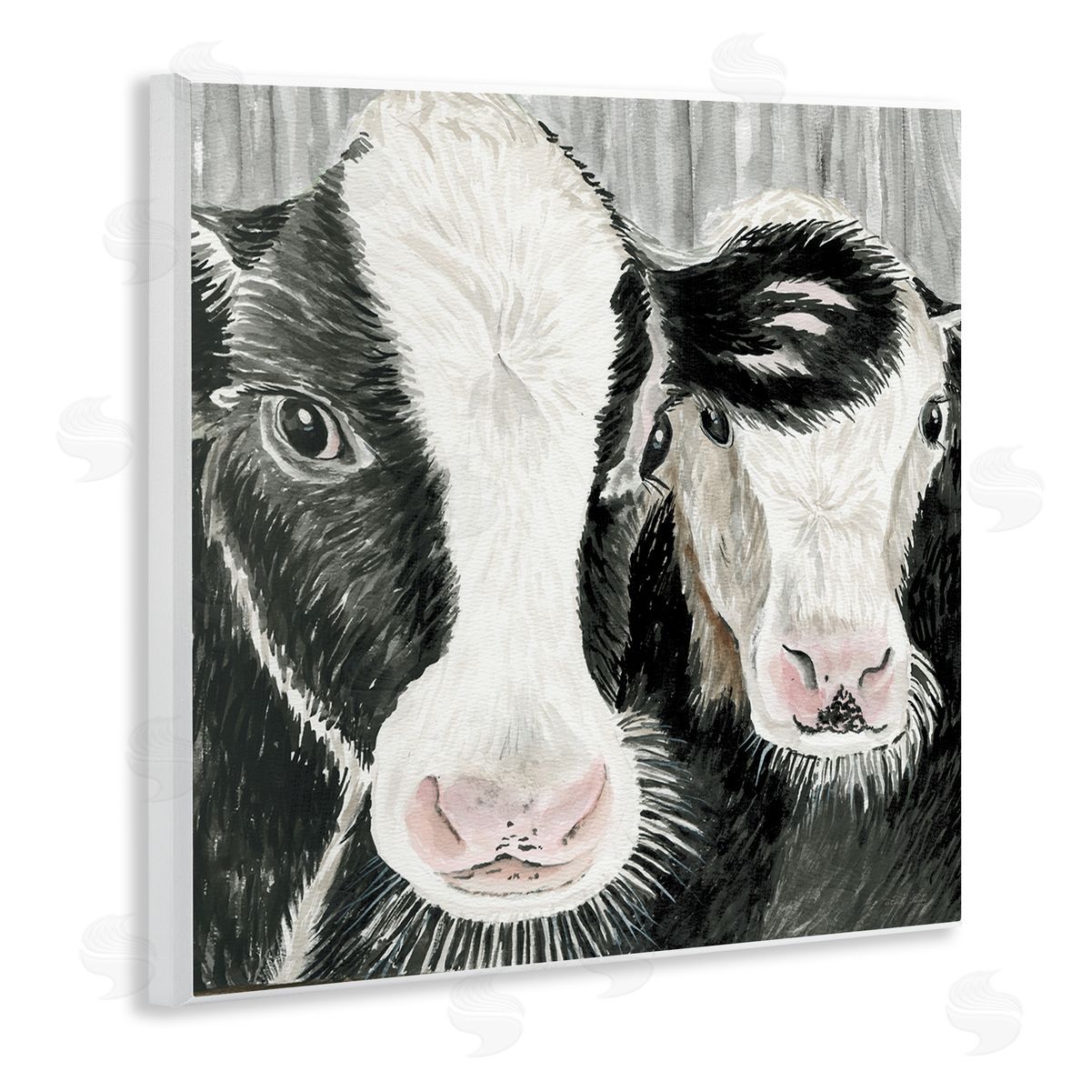 Cindy Jacobs Two Farm Cows Country Portrait Wooden Wall Plaque Art Print
