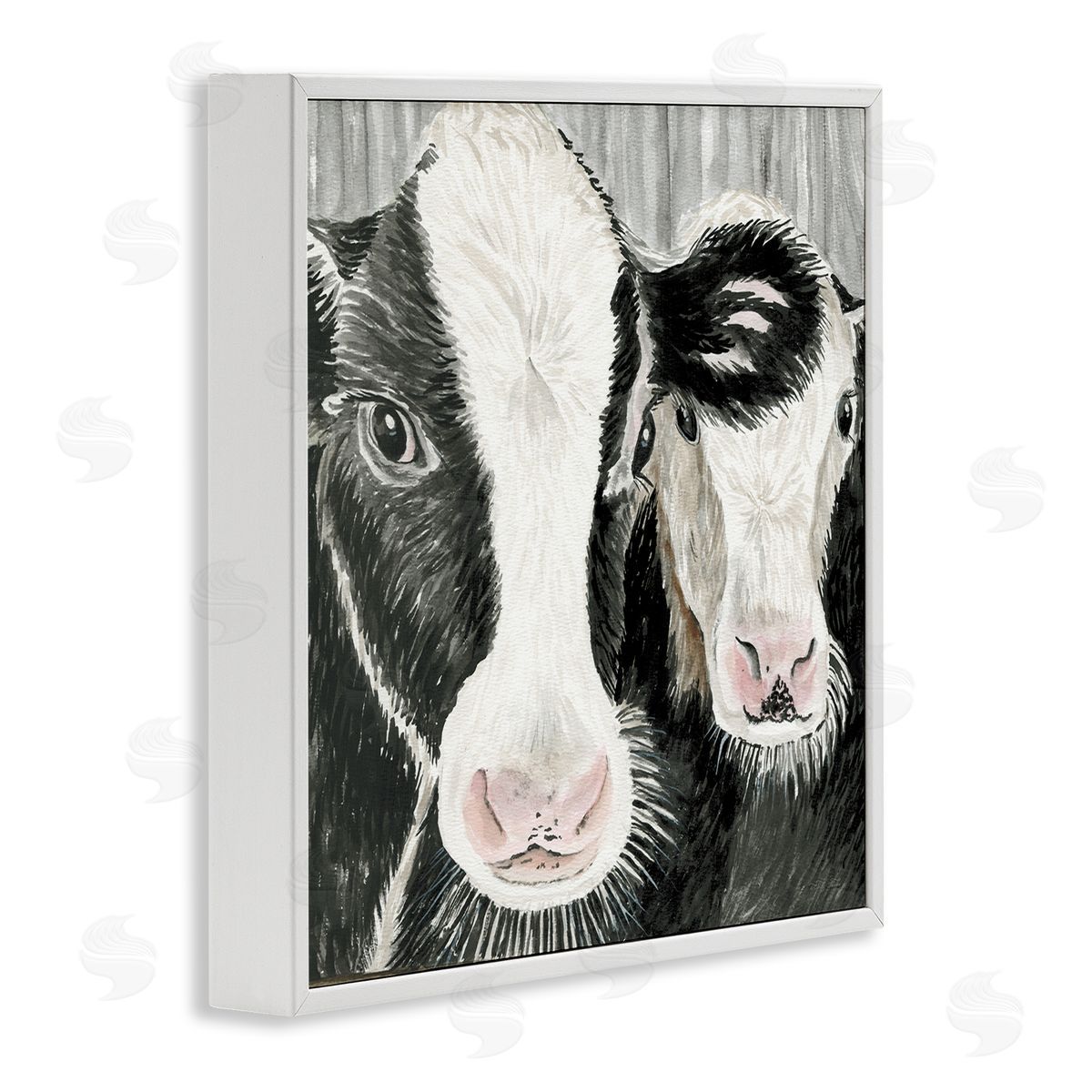 Cindy Jacobs Two Farm Cows Country Portrait White Framed Glicee Wall Art Print
