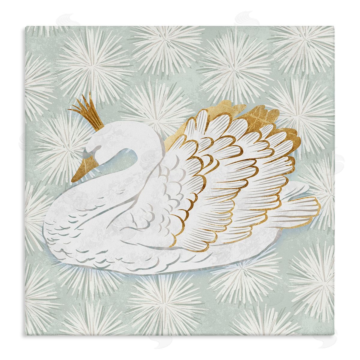 Ziwei Li Glam Crown Swan Patterned Stretched Canvas Wall Art Print