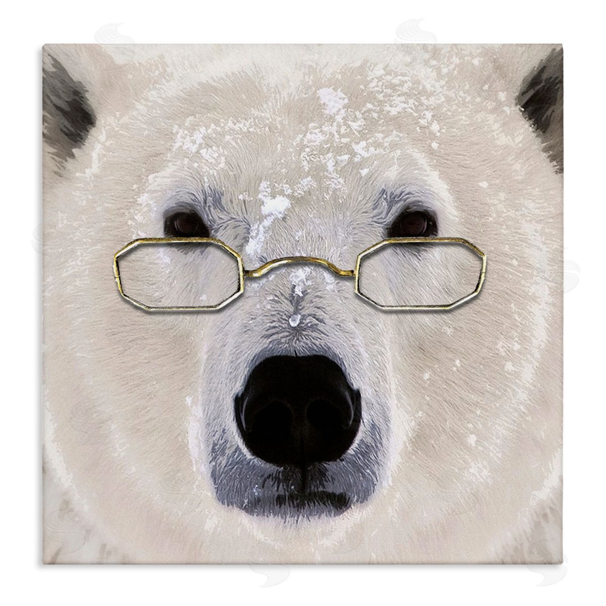 Karen Smith Snowy Polar Bear Glasses Stretched Canvas Wall Art Print