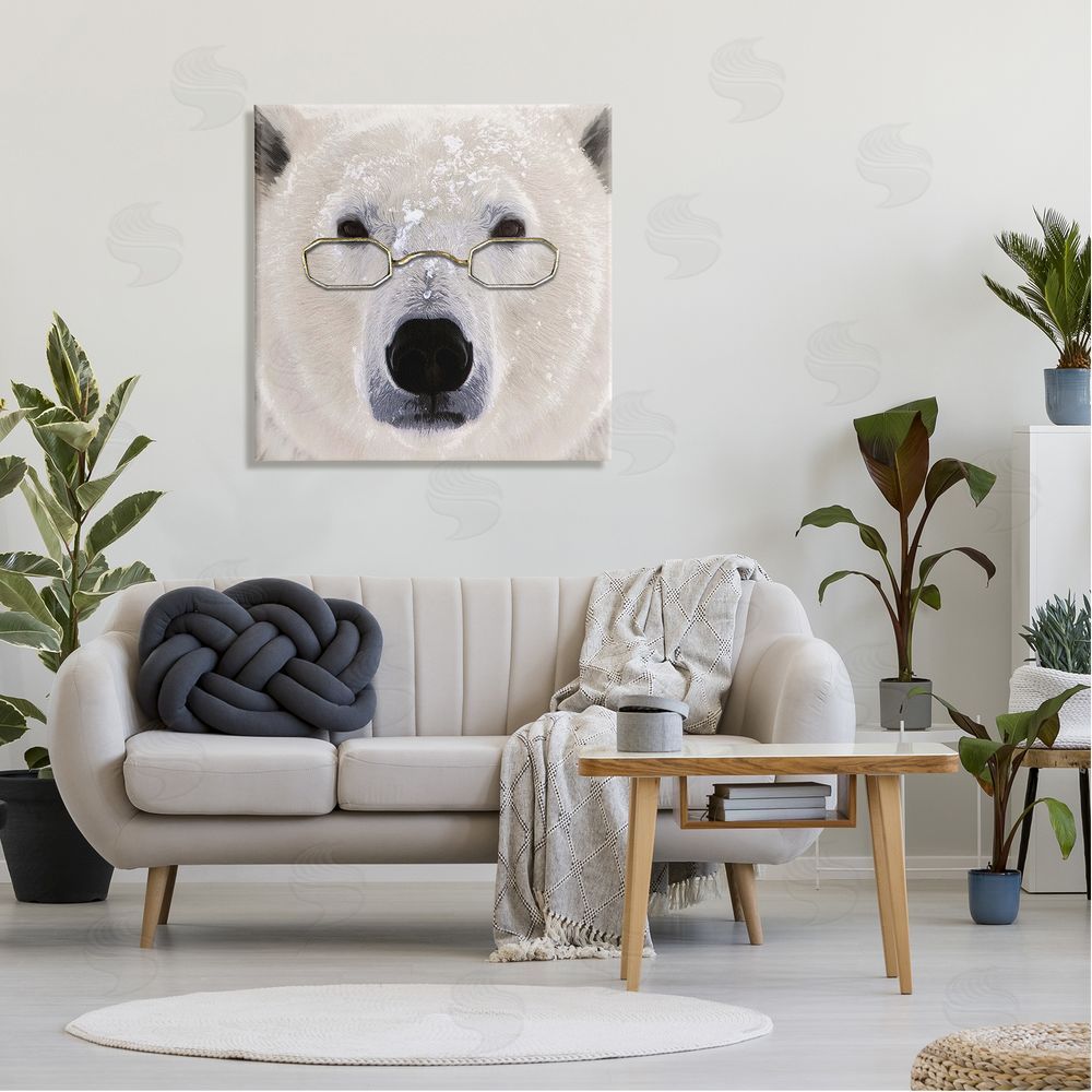 Karen Smith Snowy Polar Bear Glasses Canvas Wall Art in Room