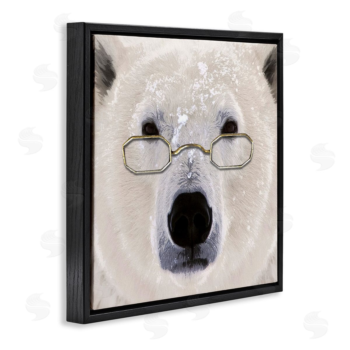 Karen Smith Snowy Polar Bear Glasses Black Floating Frame Canvas Wall Art Print