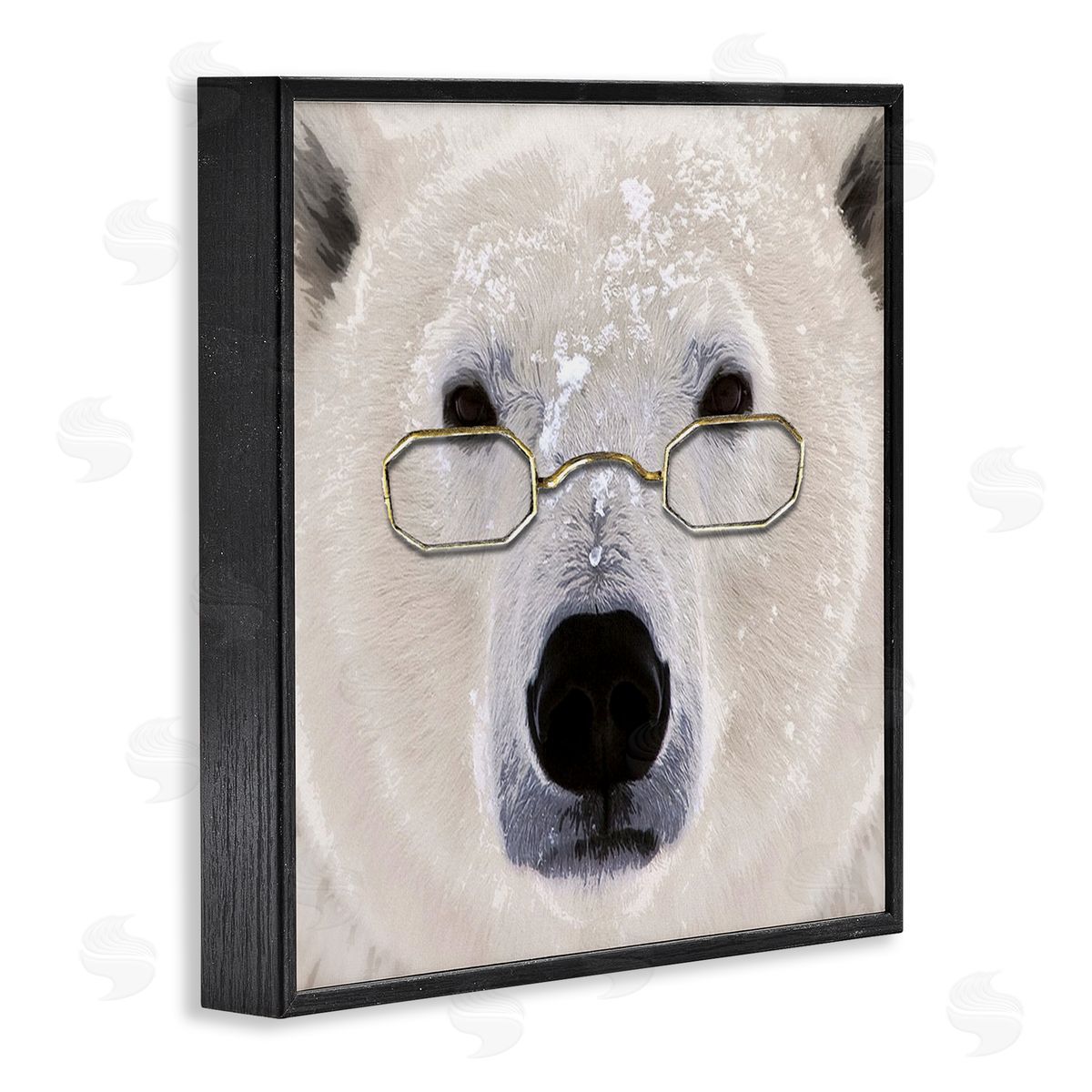 Karen Smith Snowy Polar Bear Glasses Black Framed Glicee Wall Art Print