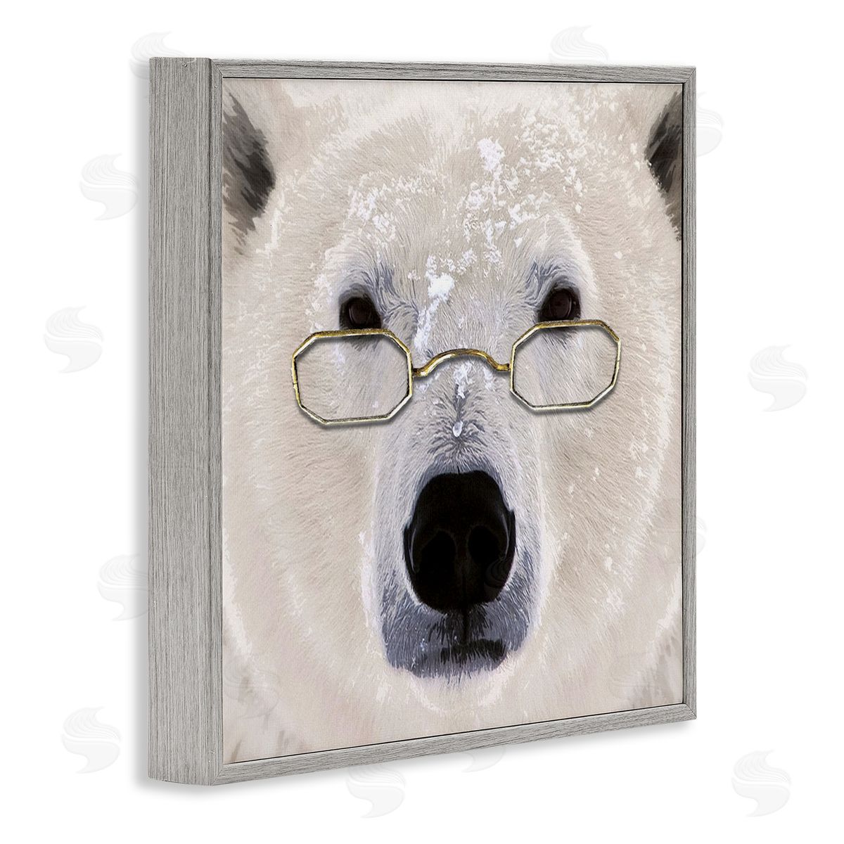 Karen Smith Snowy Polar Bear Glasses Gray Framed Glicee Wall Art Print