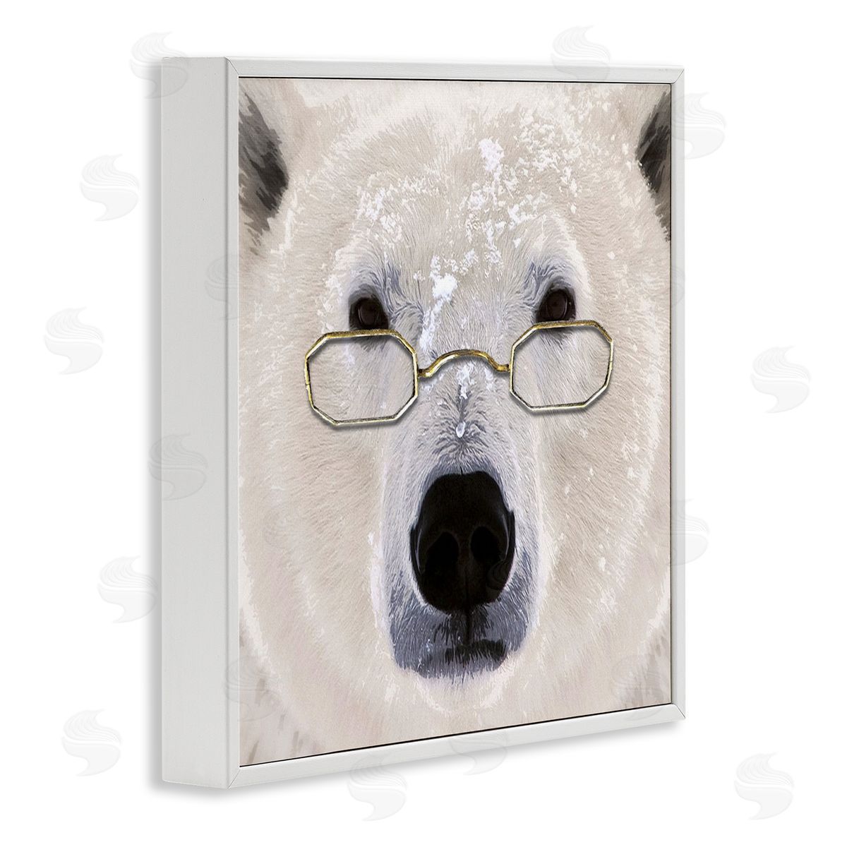 Karen Smith Snowy Polar Bear Glasses White Framed Glicee Wall Art Print