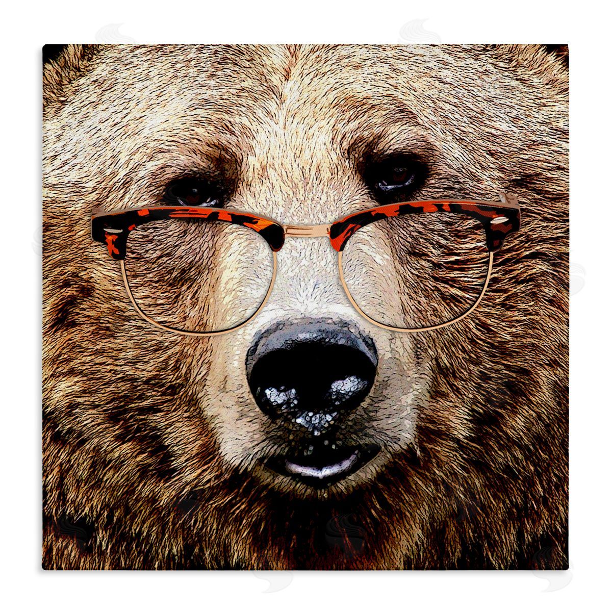 Grizzly Bear with Glasses Canvas Wall Art, Home Decor by Karen Smith