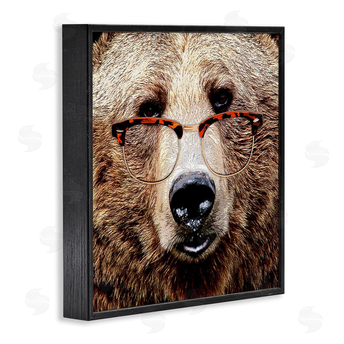 Grizzly Bear with Glasses Black Frame Print Wall Art, Home Decor by Karen Smith