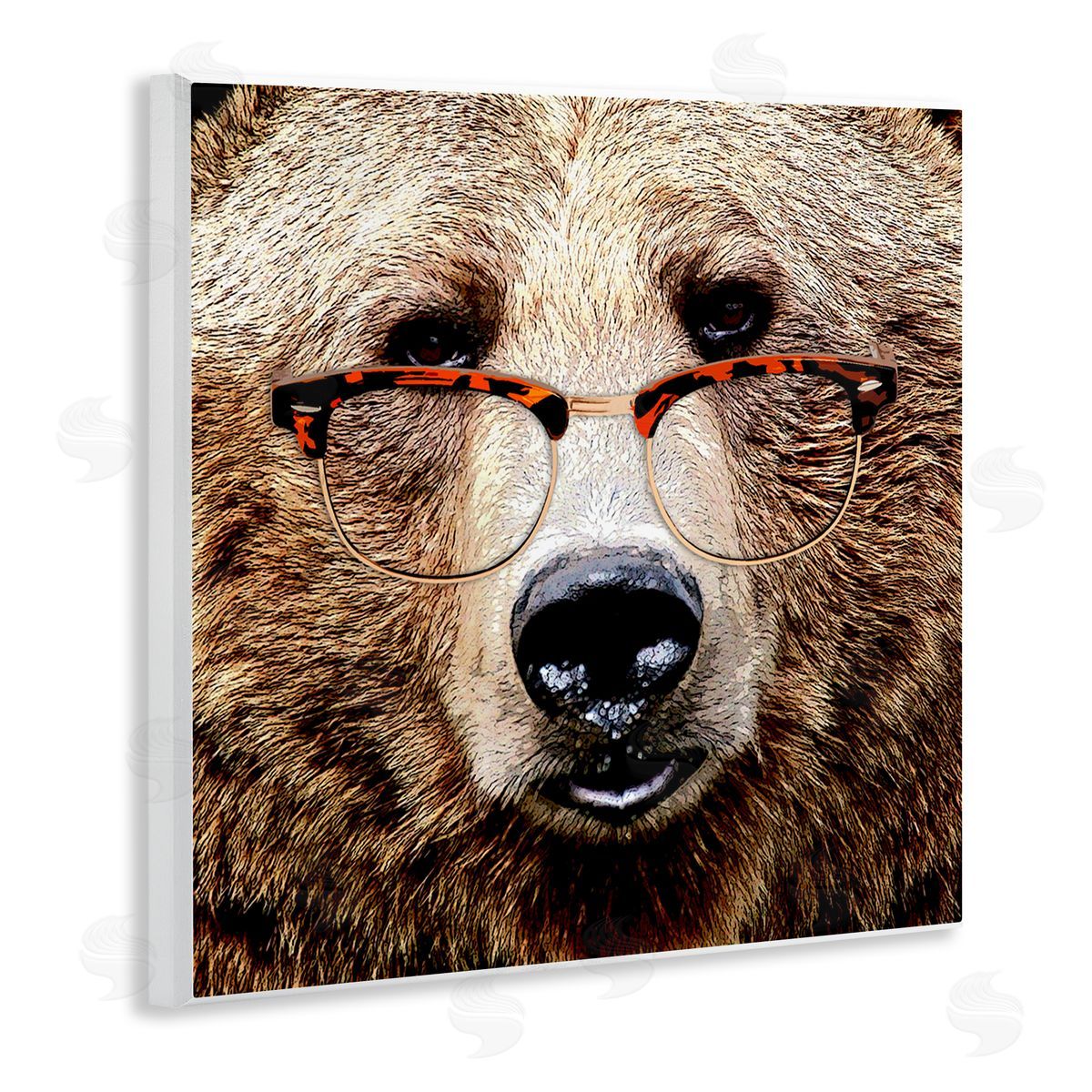 Grizzly Bear with Glasses Wood Plaque Wall Art, Home Decor by Karen Smith