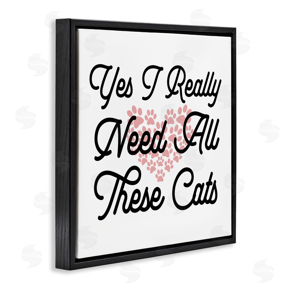 Stupell Studio Yes I Need These Cats Funny Pet Black Floating Frame Canvas Wall Art Print