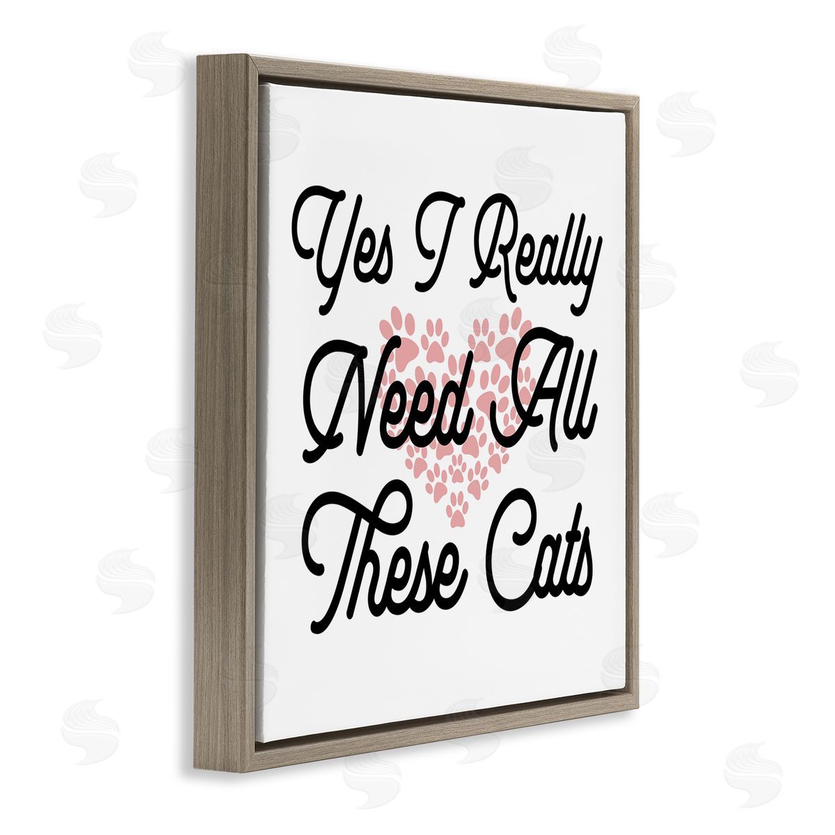 Stupell Studio Yes I Need These Cats Funny Pet Brown Floating Frame Canvas Wall Art Print