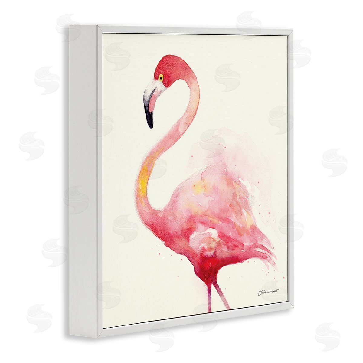 Stephanie Workman Marrott Minimal Flamingo Bird Watercolor White Framed Glicee Wall Art Print