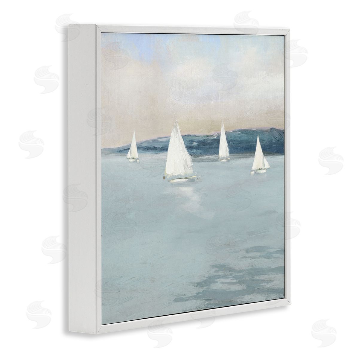 Sally Swatland Coastal Sailing Seascape Boats White Framed Glicee Wall Art Print