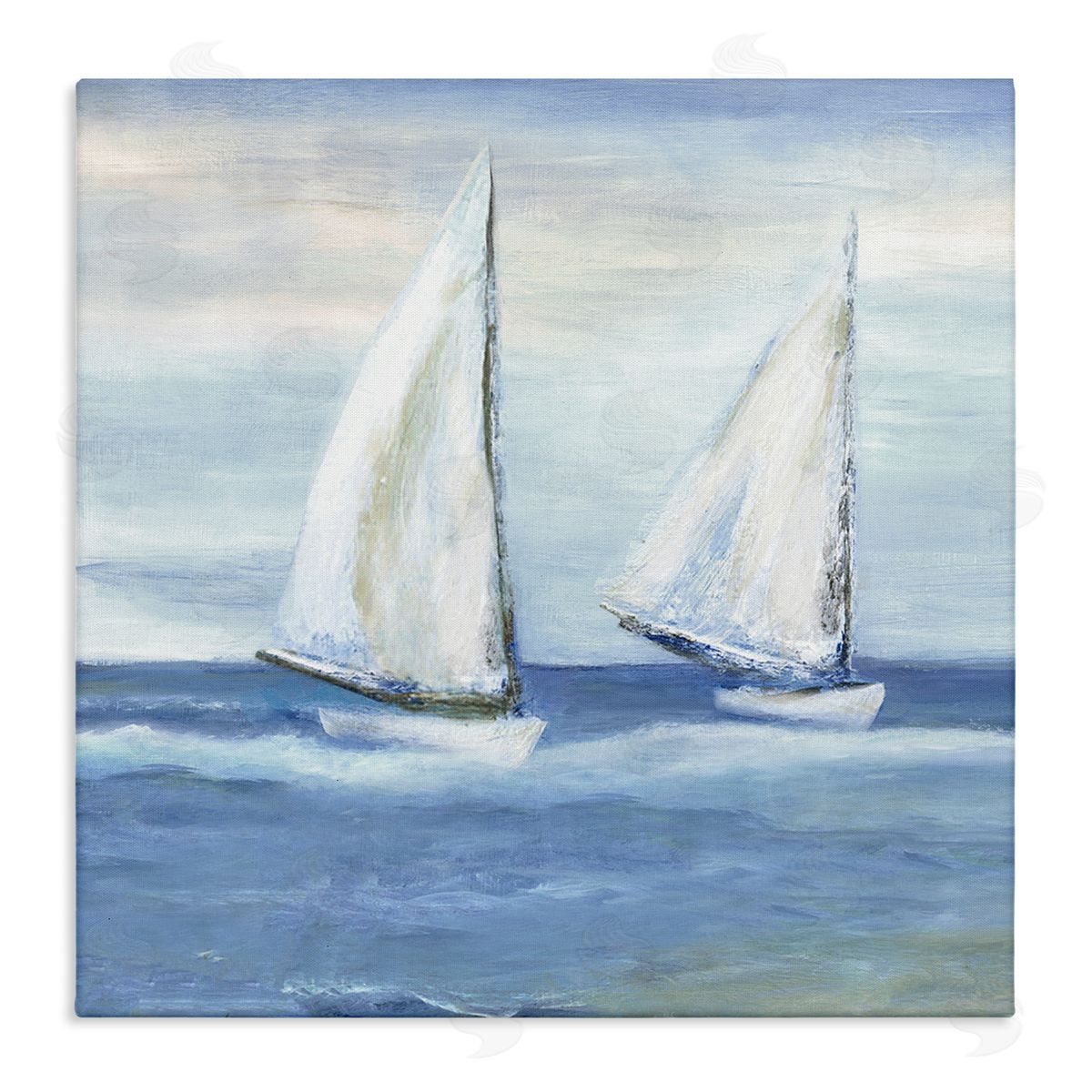 Marilyn Dunlap Blue Sailboats Ocean Splash Stretched Canvas Wall Art Print