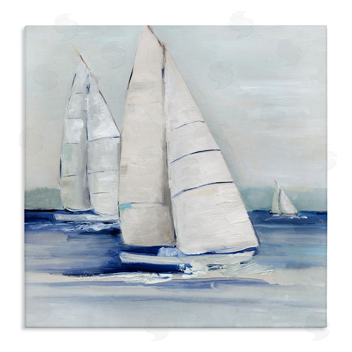 Sally Swatland Nautical Boats Sailing Sea Waves Stretched Canvas Wall Art Print