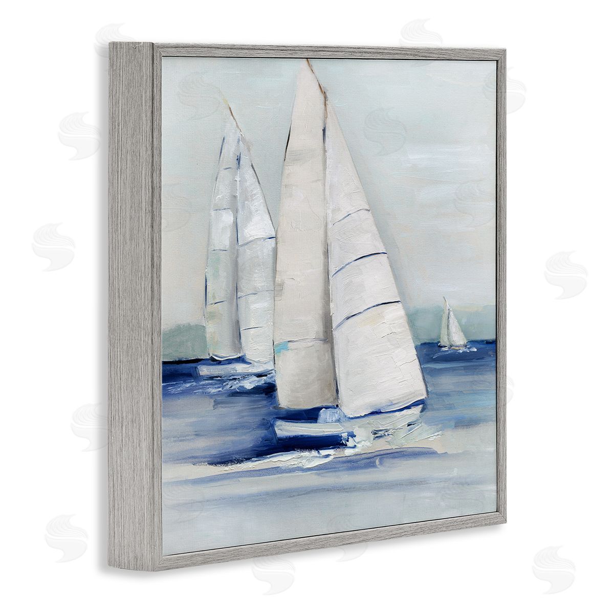 Sally Swatland Nautical Boats Sailing Sea Waves Gray Framed Glicee Wall Art Print