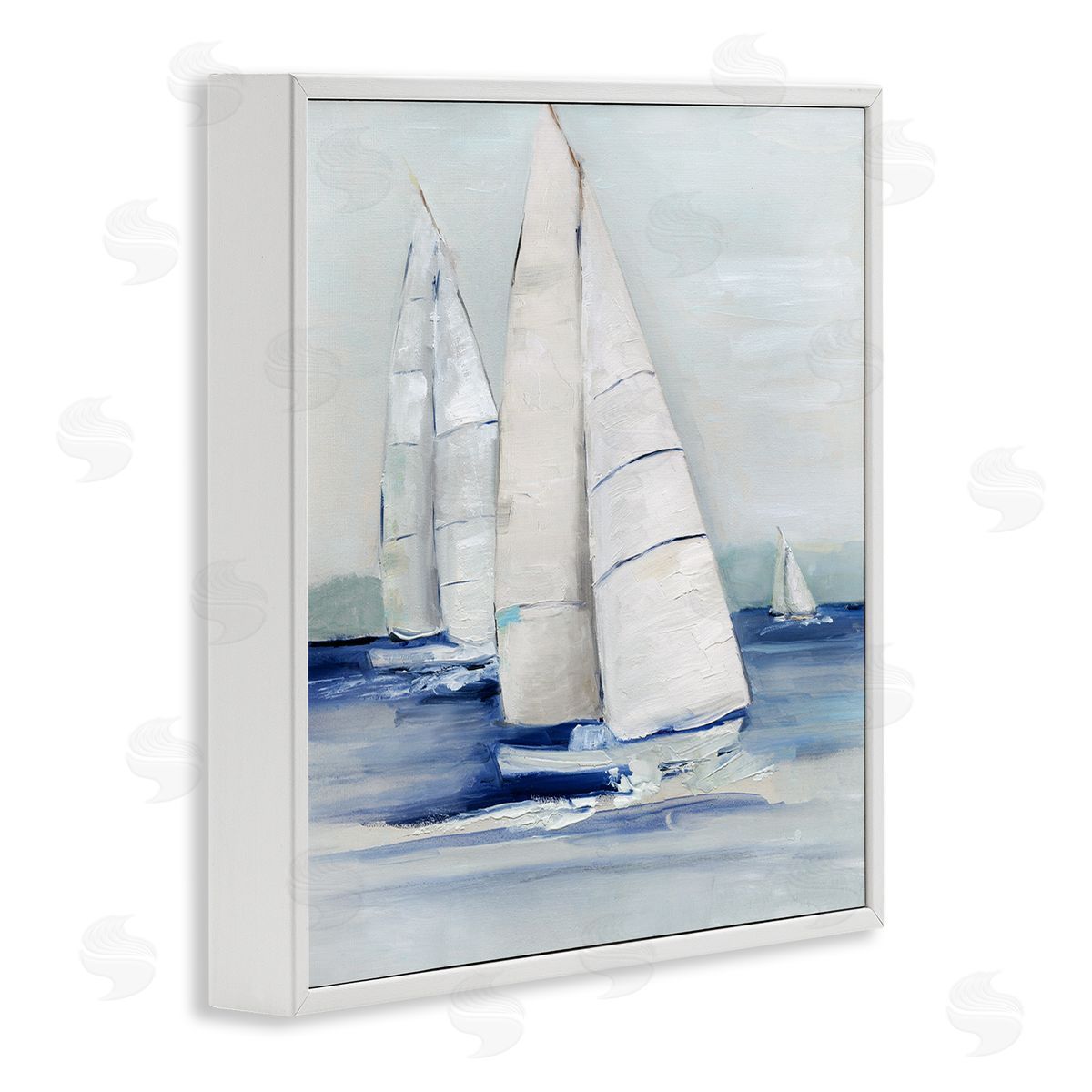 Sally Swatland Nautical Boats Sailing Sea Waves White Framed Glicee Wall Art Print